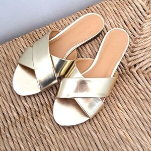 Loft metallic gold size 6 flats